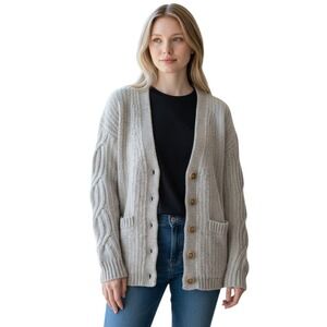 Banana Republic Italian Yarn Chunky Cable Knit Cardigan Wool Button Up Sweater S